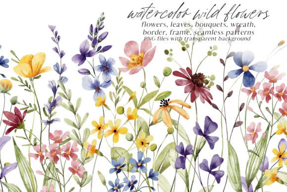 Download Floral Watercolor Set, аlowers, Leaves. - Flora Collection