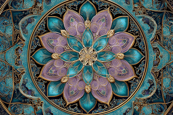 Download Luxury Teal Floral Mandala Mosaic - Flora Collection