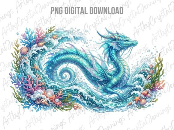 Download Watercolor Ocean Wave Water Dragon PNG - Color Collection