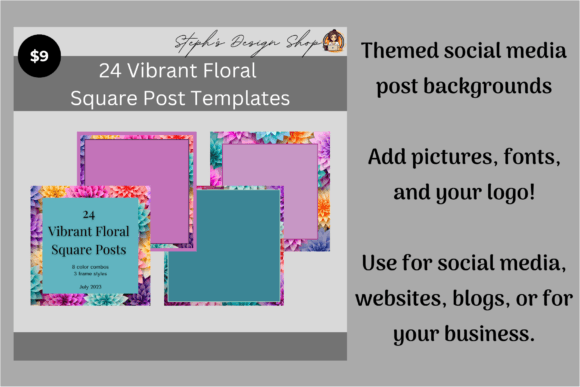 Download Square Posts: Vibrant Floral (24 PNGs) - Flora Collection