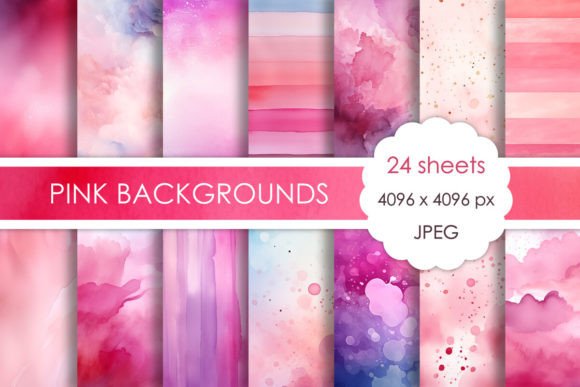 Download Set of Watercolor Pink Backgrounds - Color Collection