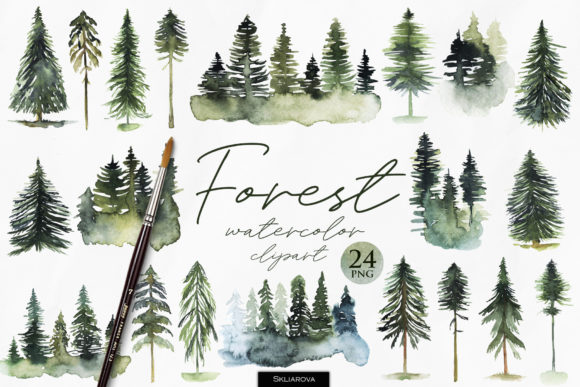 Download Watercolor Forest Clipart - Color Collection