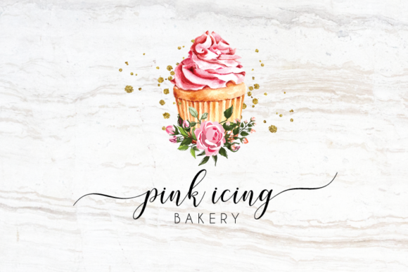 Download Watercolor Pink Cupcake Logo Design - Color Collection