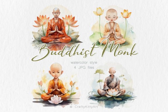 Download Buddha Buddhist Monk JPG Watercolor Art - Color Collection