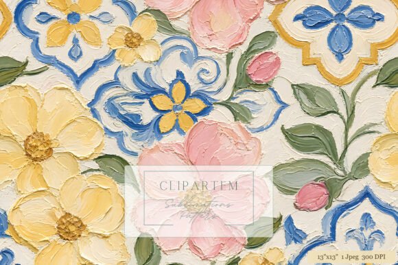 Download Oil Paint Floral Tile Pattern - Flora Collection