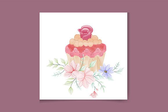 Download Watercolor Pink Cupcake Logo Design - Color Collection