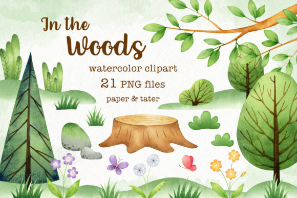 Download In the Woods Water Color Clip Art Set - Color Collection