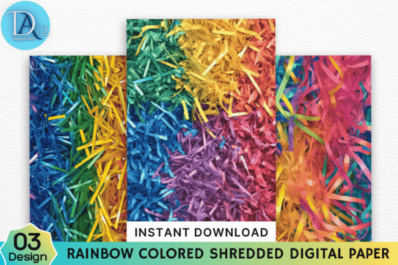 Download Rainbow Colored Shredded Digital Paper - Color Collection
