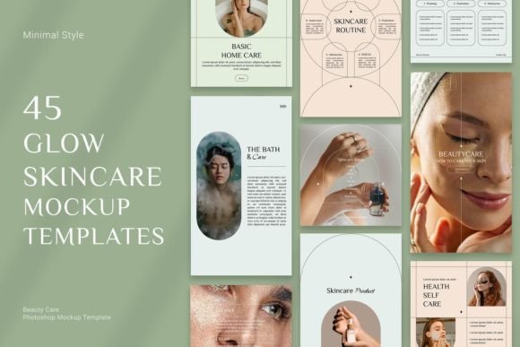 Download 45 Glow Skincare Mockup Templates - Skincare Collection