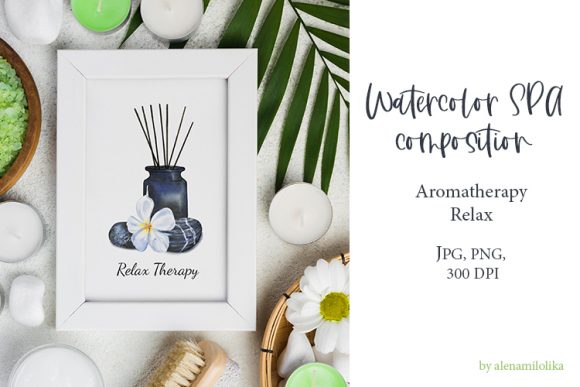 Download Watercolor SPA Composition. Aromatherapy - Color Collection