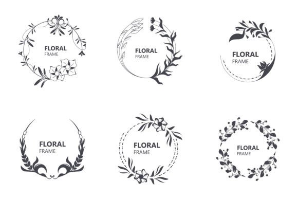 Download Floral Frame Round Shape Emblem Logotype - Flora Collection