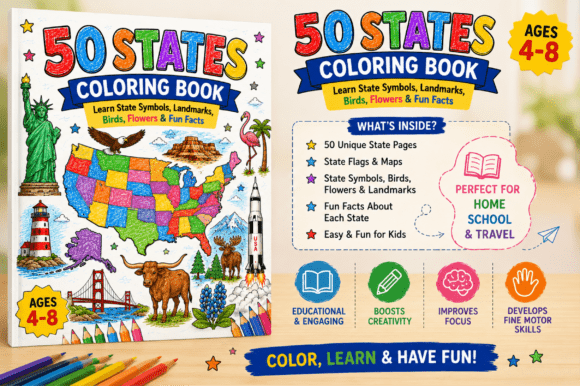 Download 50 USA States Coloring Book for Kids - Color Collection