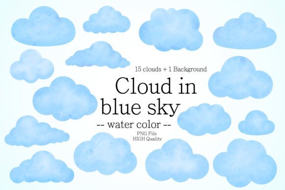 Download Water Color Cloud in Blue Sky Clip Art - Color Collection