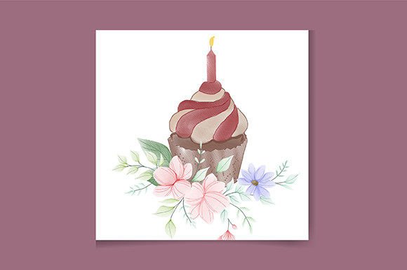 Download Watercolor Pink Cupcake Logo Design - Color Collection