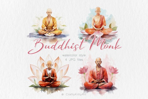 Download Buddha Buddhist Monk JPG Watercolor Art - Color Collection