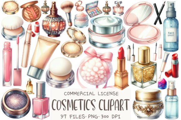Download Watercolor Cosmetics Clipart - Color Collection