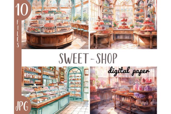 Download Watercolor Sweet Shop- Candy Store JPG - Color Collection