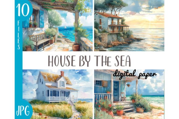 Download Watercolor Houses by the Sea Clipart - Color Collection