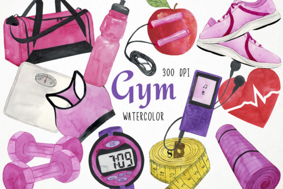 Download Watercolor Gym Clipart, Fitness Clipart - Color Collection