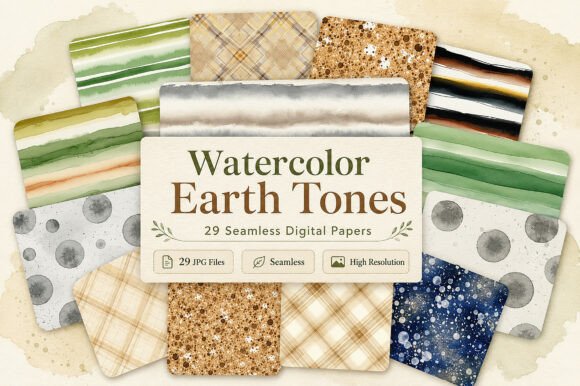 Download Watercolor Earth Tones Digital Paper - Color Collection