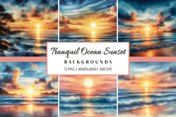Download Tranquil Ocean Sunset Watercolor - Color Collection