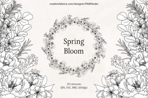 Download Floral LineArt Flower Frame Monogram - Flora Collection
