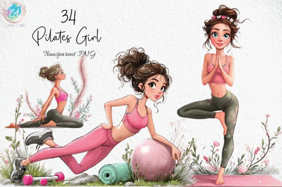 Download Pilates Girl Watercolor Clipart Wellness - Color Collection