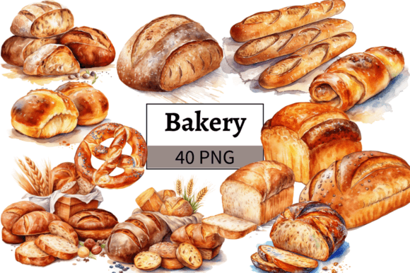 Download Watercolor Bakery Illustration Bundle - Color Collection