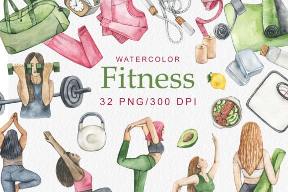 Download Watercolor Fitness Clipart PNG - Color Collection