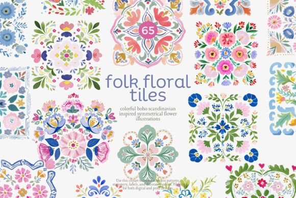 Download Folk Floral Tiles Clipart Set - Flora Collection