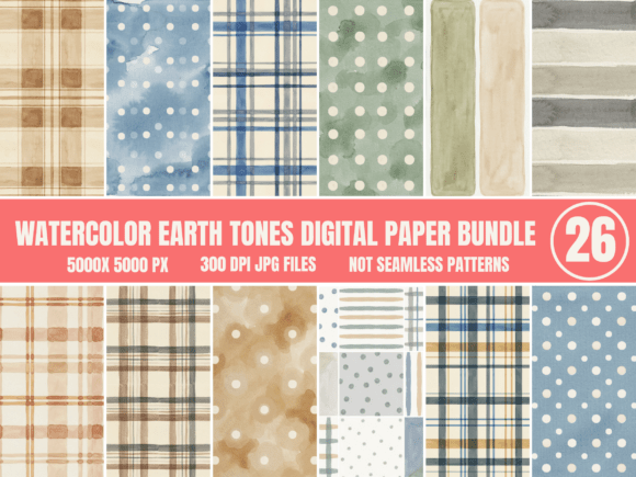 Download Watercolor Earth Tones Digital Paper Bun - Color Collection