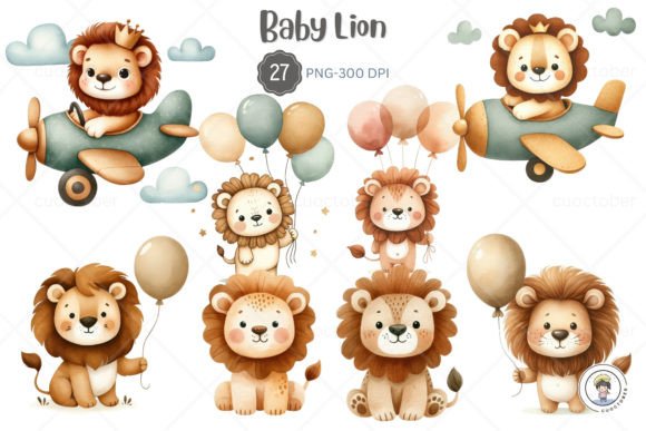 Download Lion and Baby Shower Earth Tone Color - Color Collection