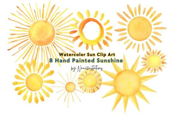Download Sun Watercolor Clip Art Hand Painted - Color Collection