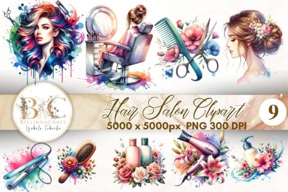 Download Watercolor Hair Salon Clipart Bundle - Color Collection