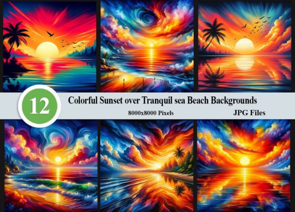 Download Colorful Sunset over Tranquil Sea Beach - Color Collection