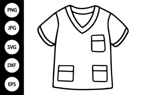 Download Outline Scrub Shirt SVG, Coloring Page - Color Collection
