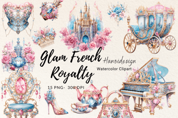 Download Glam French Royalty Watercolor Cliparts - Color Collection