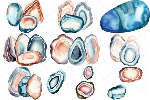 Download 10 Watercolor Agate Stones Bundle - Color Collection