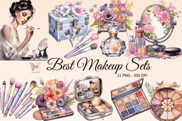 Download Best Makeup Sets Watercolor Cliparts - Color Collection