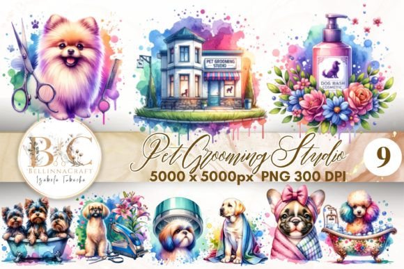 Download Watercolor Pet Grooming Salon Clipart - Color Collection