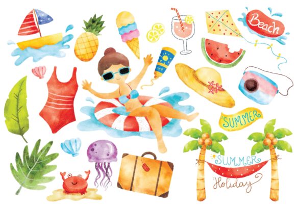 Download Summer Doodle Digital Water Color - Color Collection