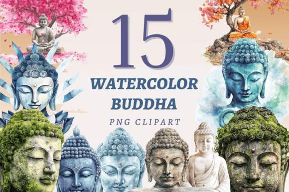 Download Watercolor Buddha PNG Bundle - Color Collection