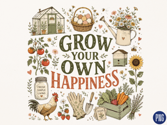 Download Grow Your Own Happiness Garden PNG, Cott - Happiness Collection