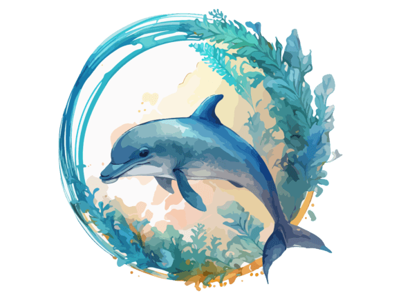 Download Watercolor Dolphin Underwater Clipart - Color Collection