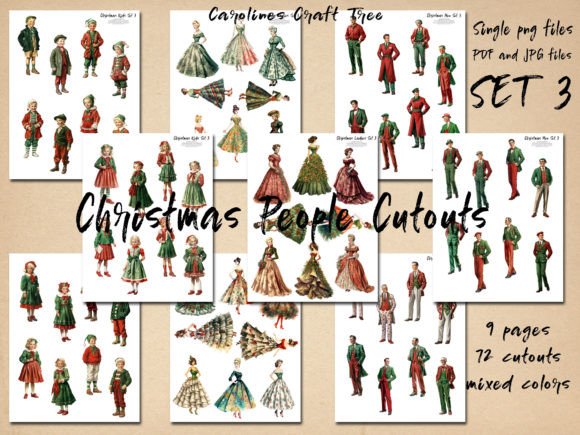 Download Christmas People Cutouts Mixed Color - Color Collection