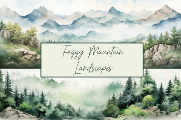 Download Foggy Forest Clipart,Watercolor Mountain - Color Collection