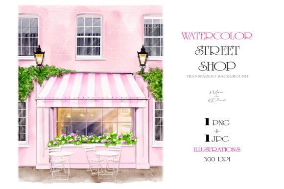 Download Digital Watercolor Street Shop Clipart - Color Collection